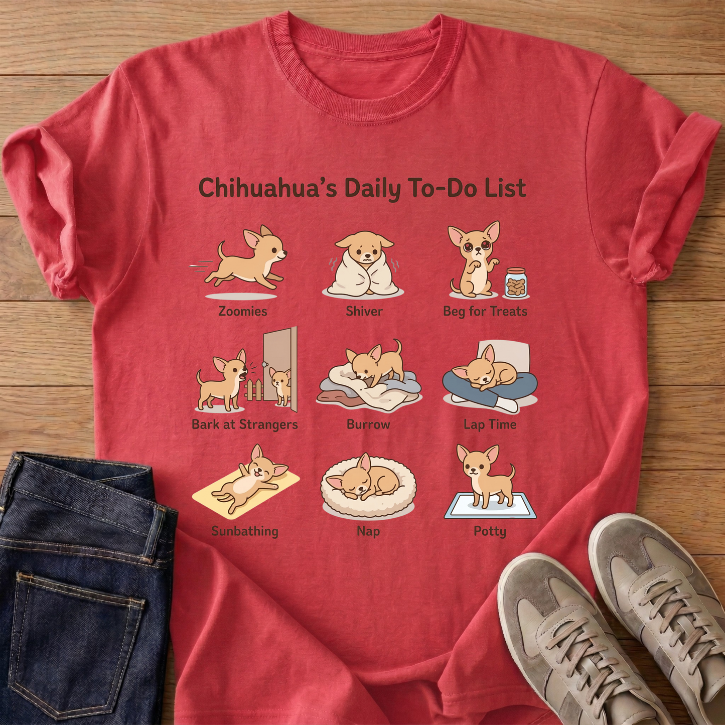 Chihuahua's Daily To-Do List T-shirt