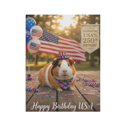 Patriotic Guinea Pig Garden Flag — "Happy Birthday USA" 250th Celebration