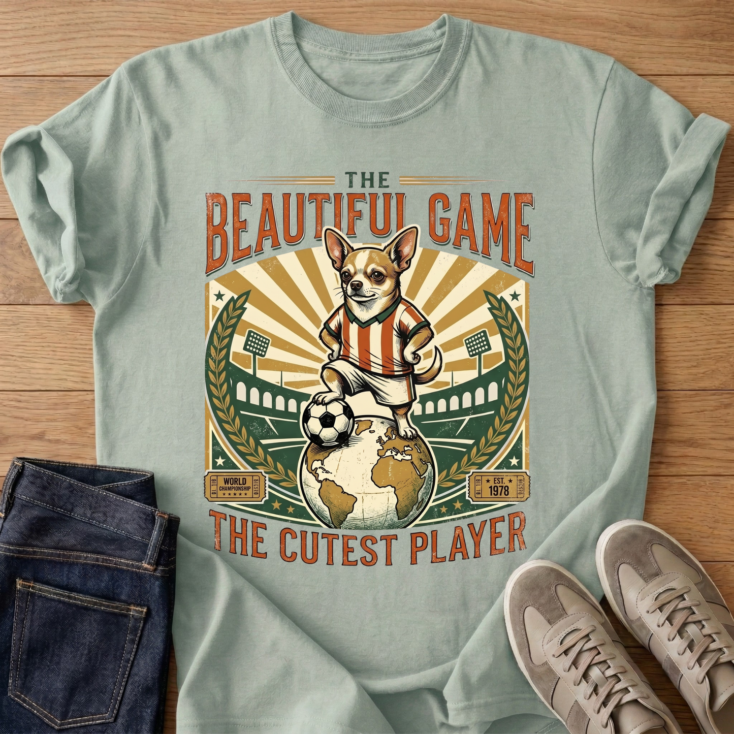 Vintage Soccer Chihuahua Graphic Tee