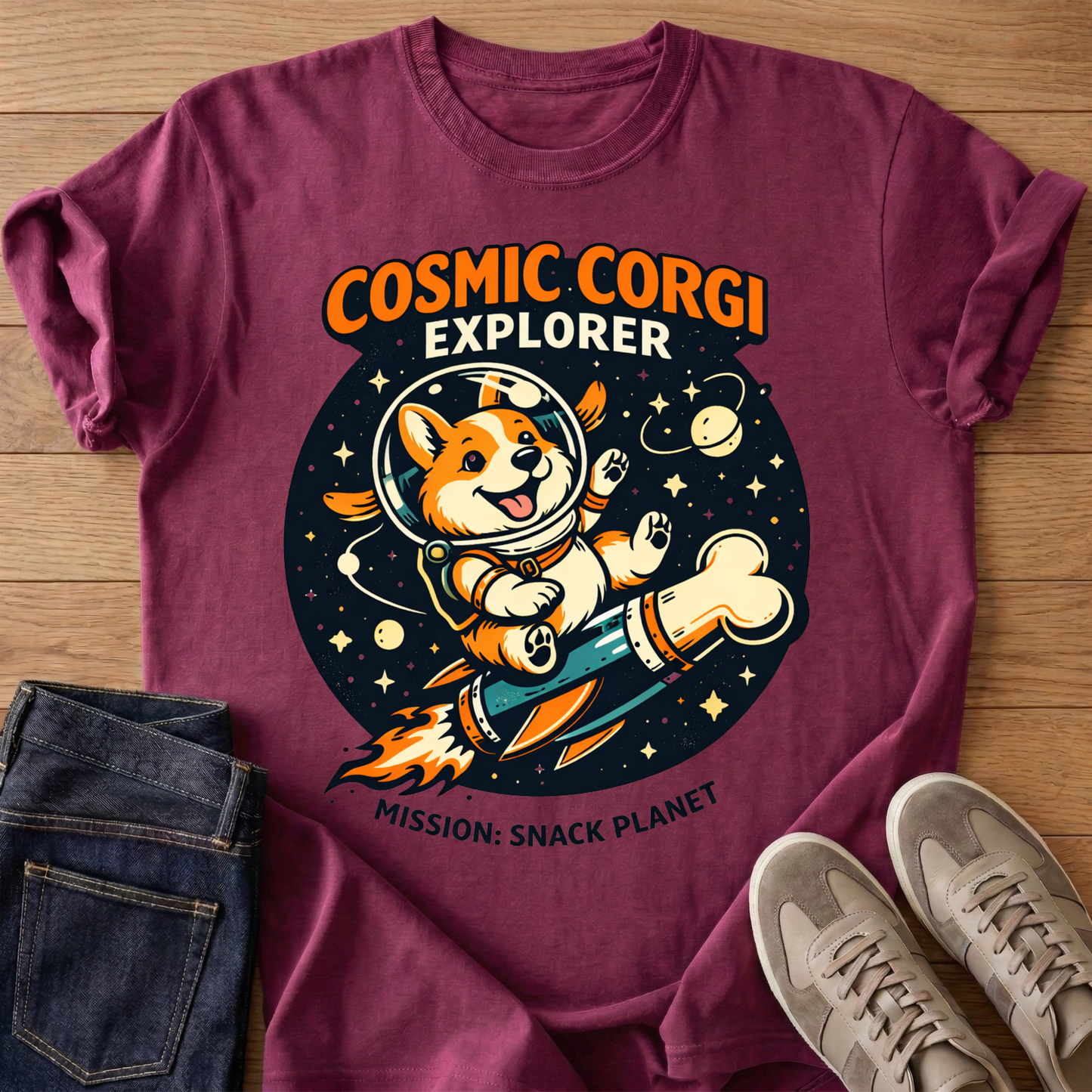 Cosmic Corgi Explorer T-shirt