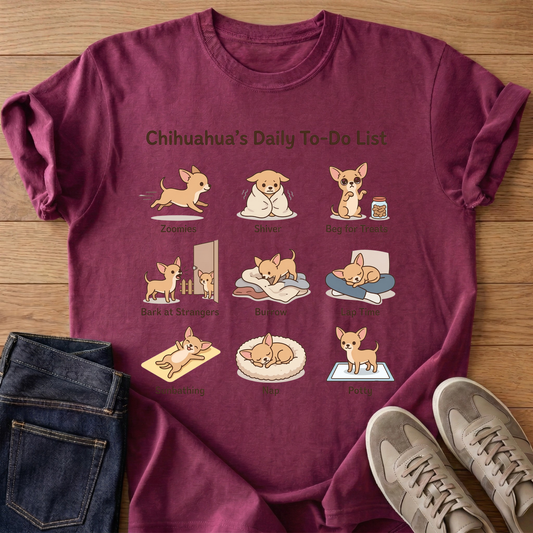 Chihuahua's Daily To-Do List T-shirt