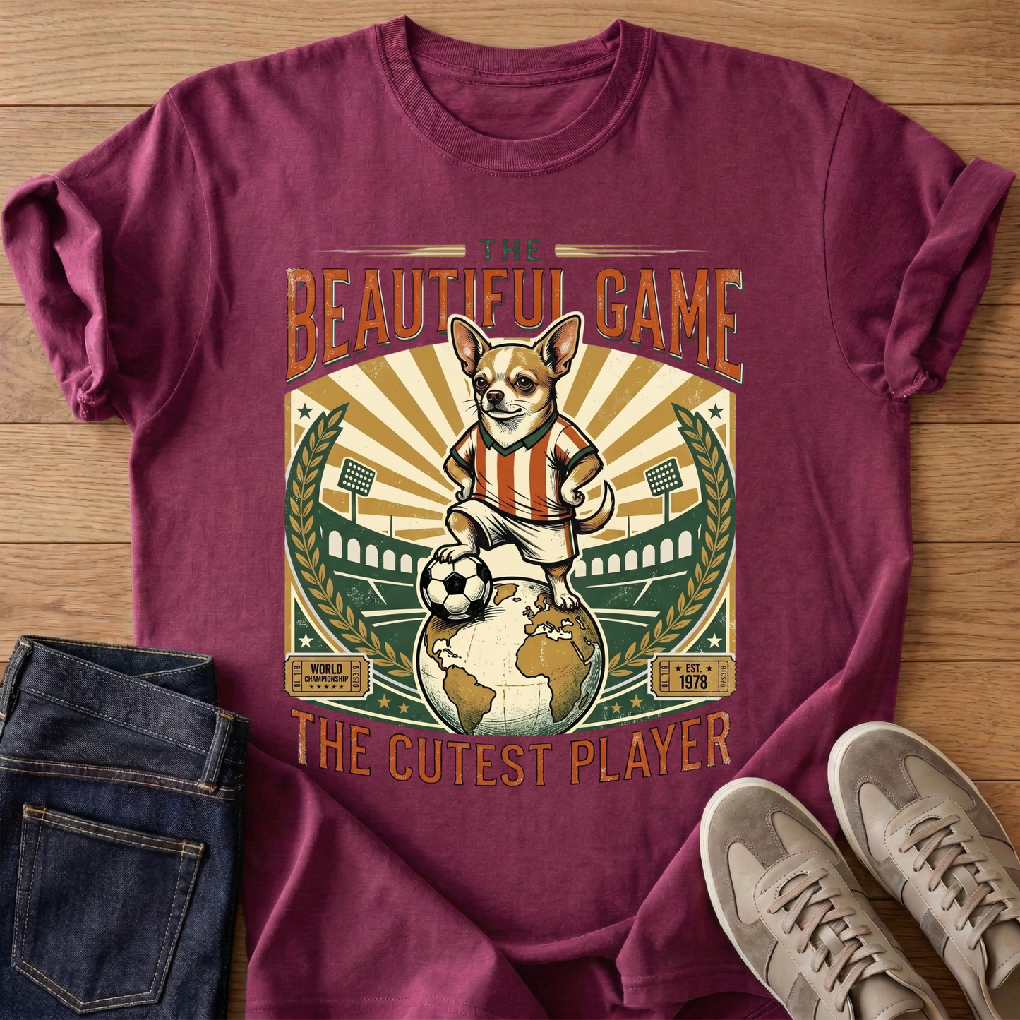 Vintage Soccer Chihuahua Graphic Tee