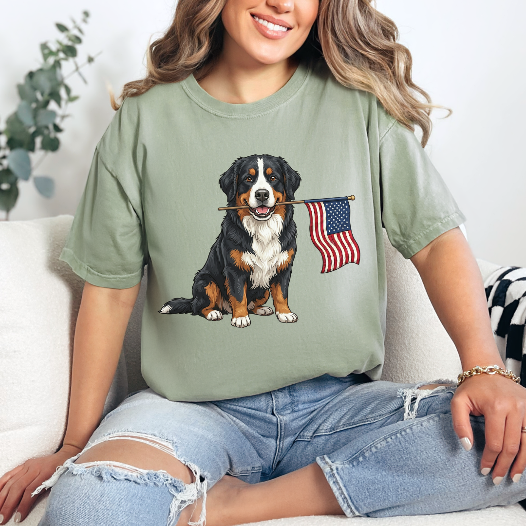 Patriotic Bernese Mountain Dog 4th Of July T-shirt