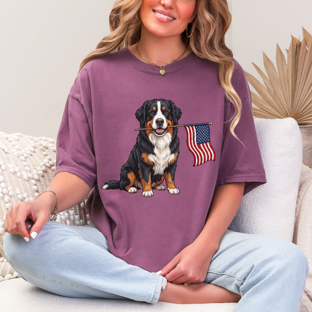 Patriotic Bernese Mountain Dog 4th Of July T-shirt