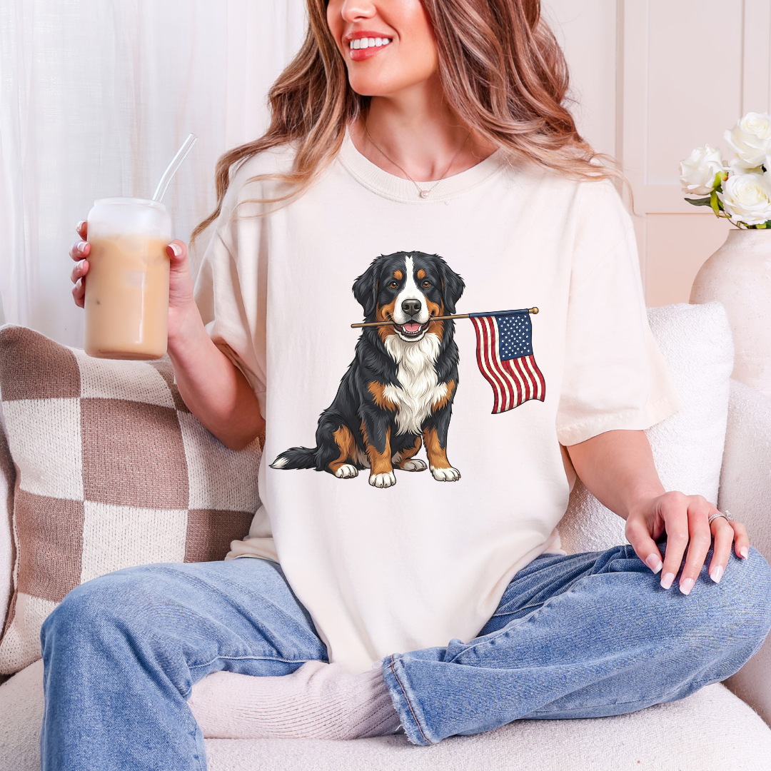 Patriotic Bernese Mountain Dog 4th Of July T-shirt