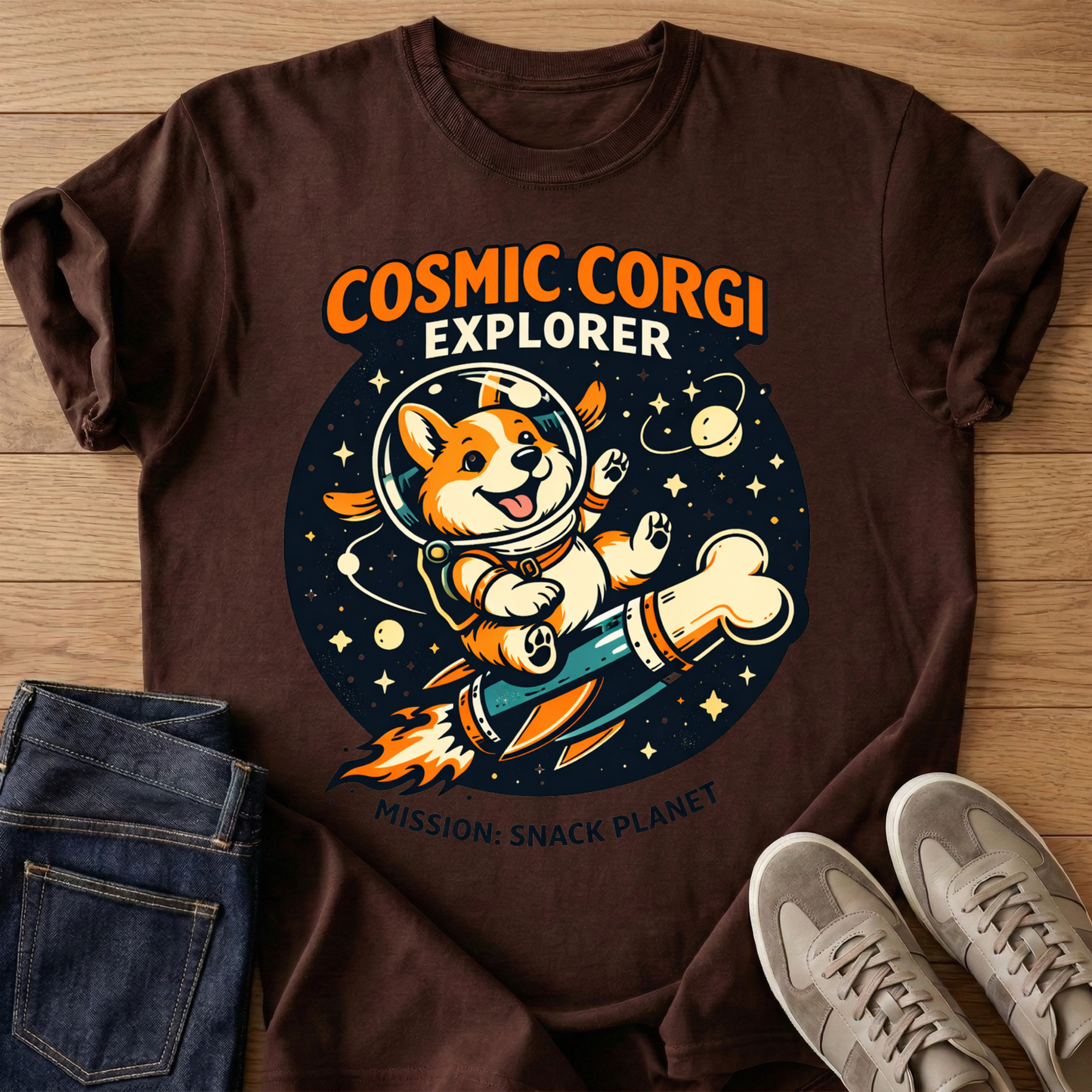Cosmic Corgi Explorer T-shirt