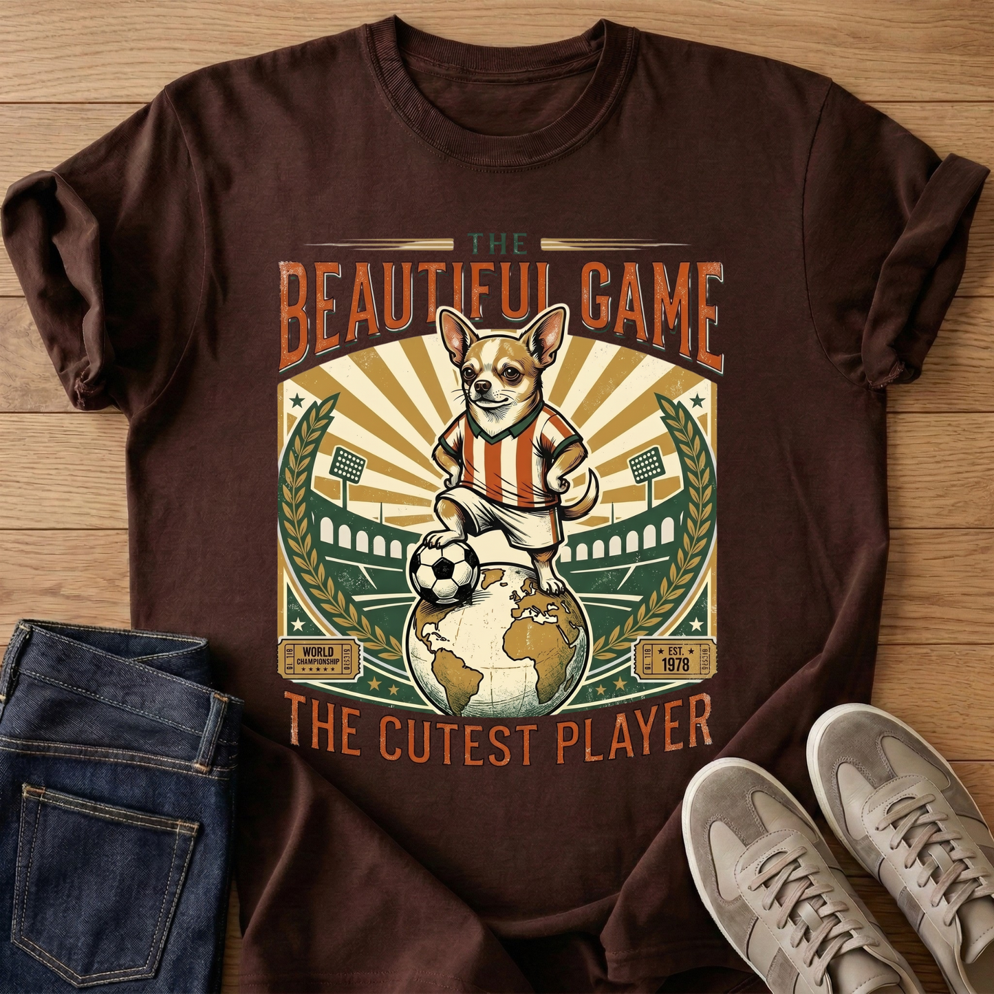 Vintage Soccer Chihuahua Graphic Tee