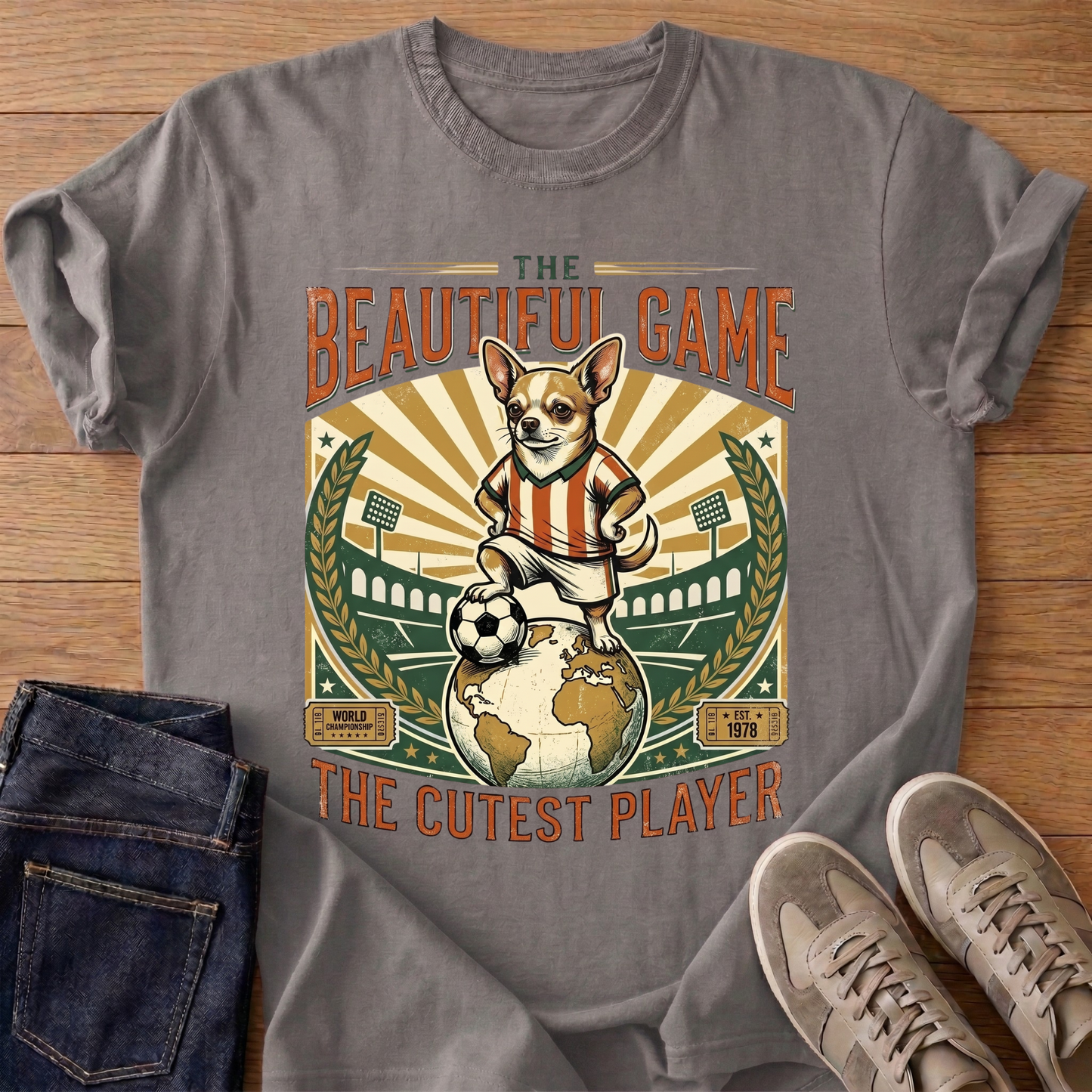 Vintage Soccer Chihuahua Graphic Tee