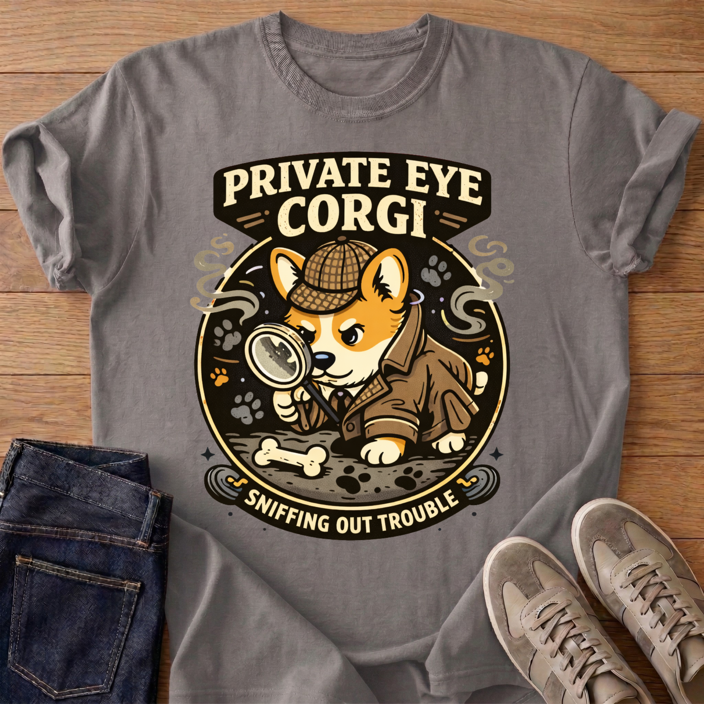 Private Eye Corgi T-shirt