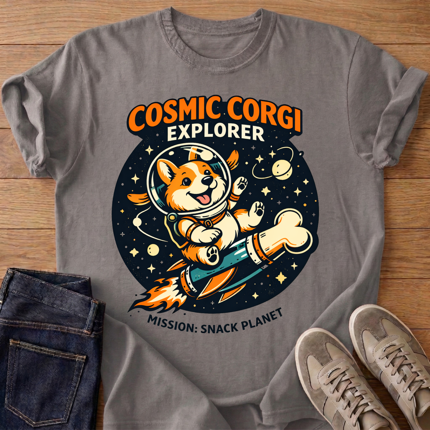 Cosmic Corgi Explorer T-shirt