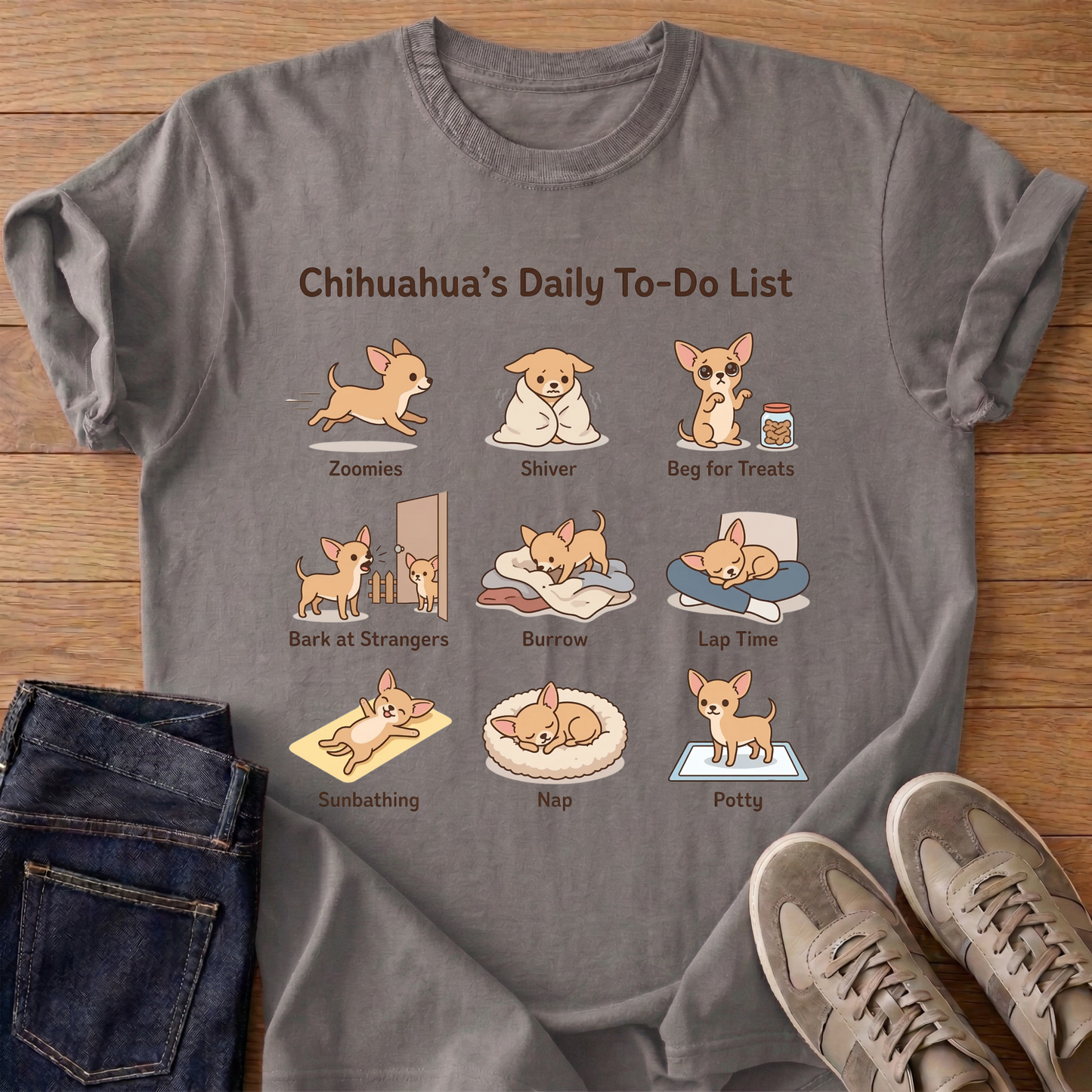Chihuahua's Daily To-Do List T-shirt