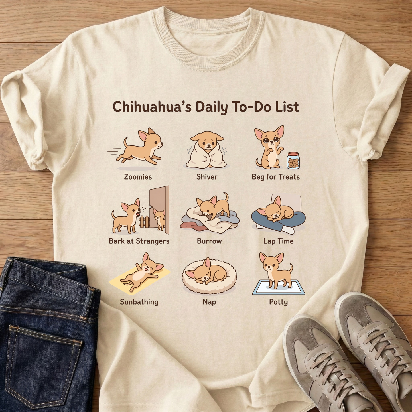 Chihuahua's Daily To-Do List T-shirt
