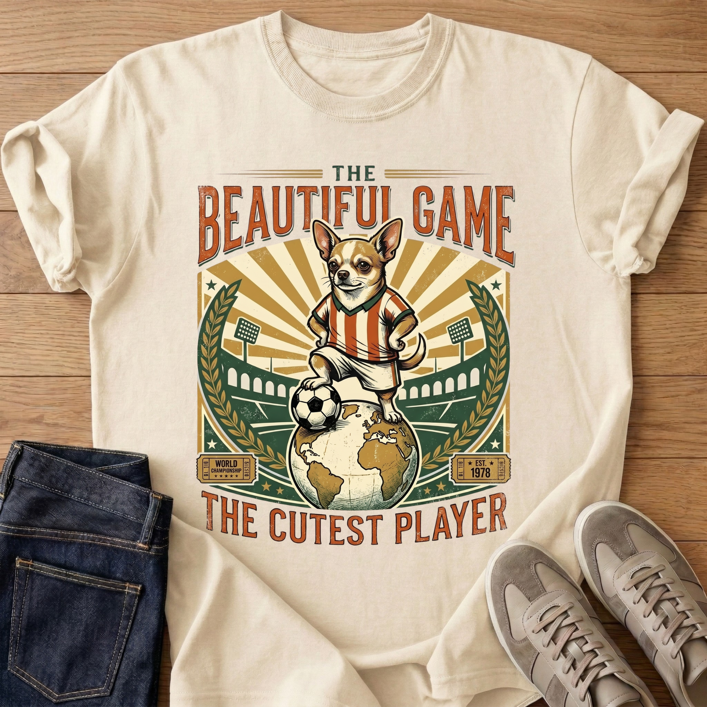 Vintage Soccer Chihuahua Graphic Tee