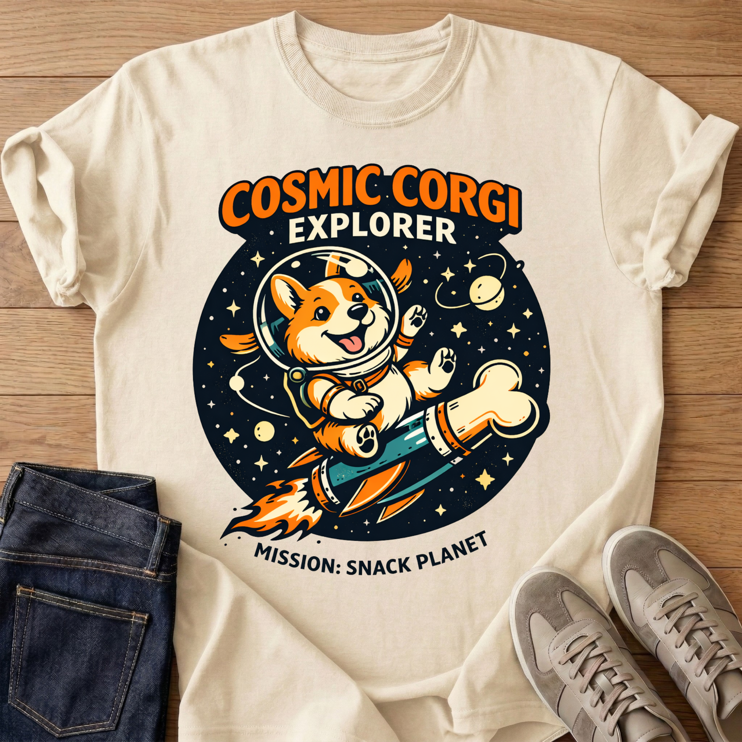 Cosmic Corgi Explorer T-shirt