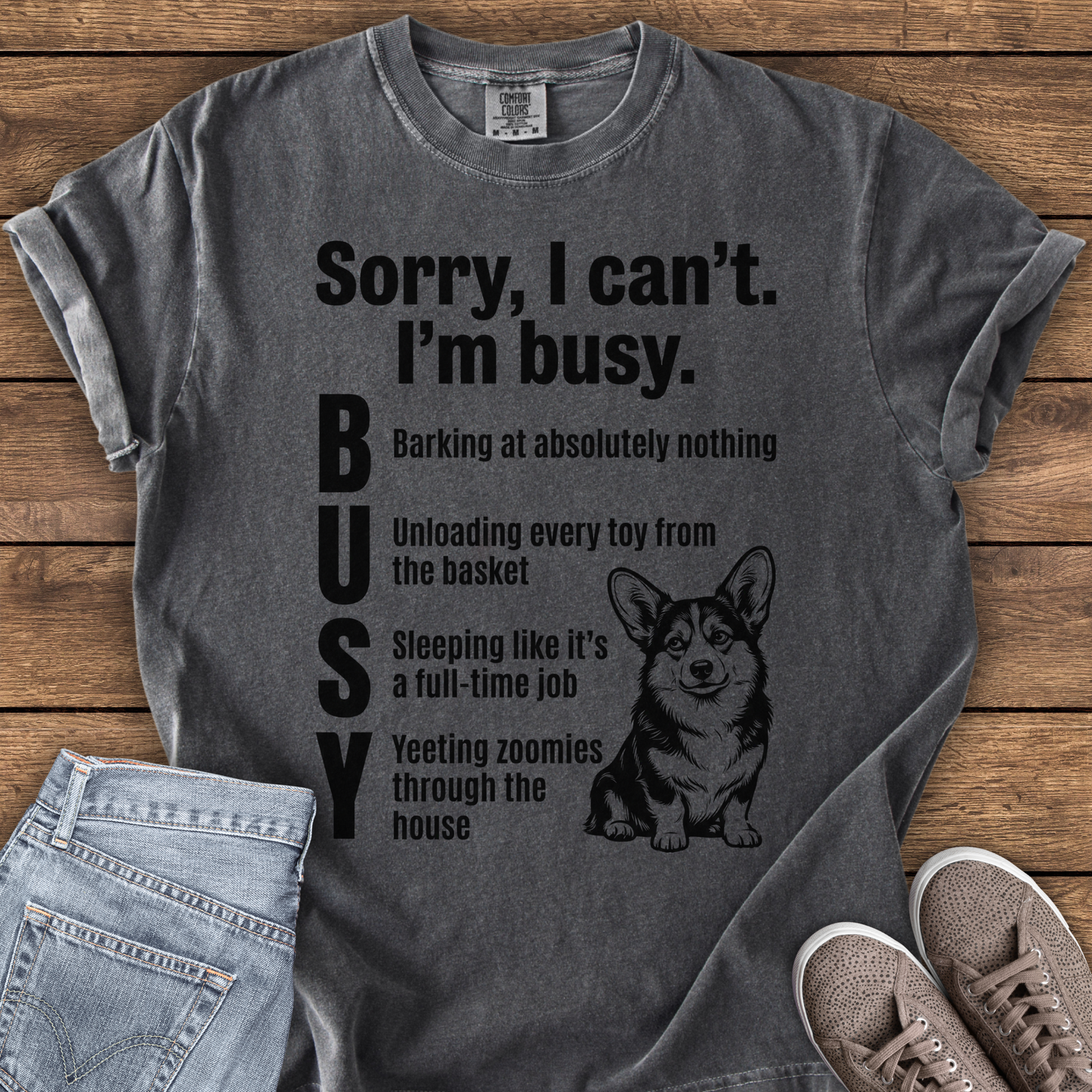 Busy Corgi T-shirt