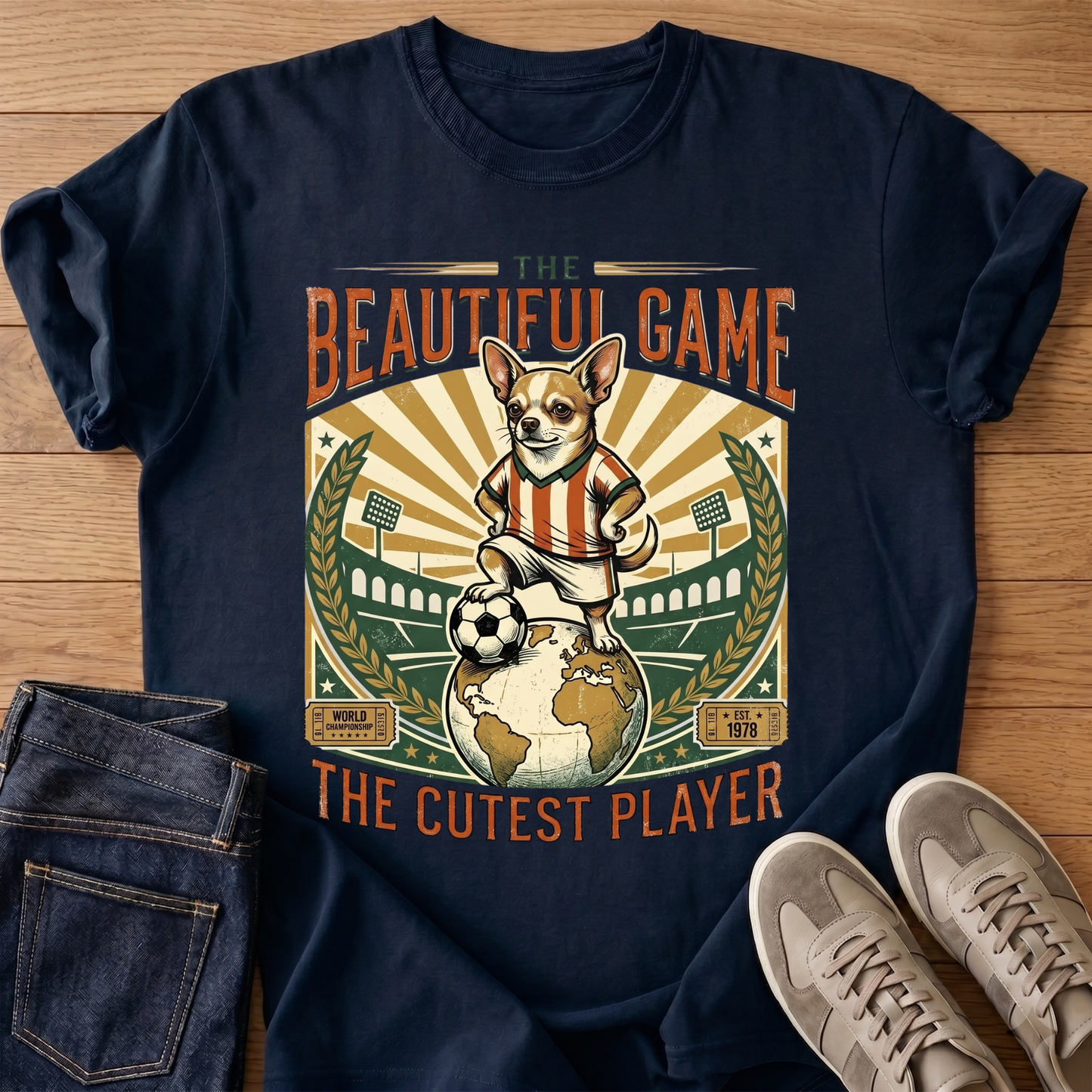 Vintage Soccer Chihuahua Graphic Tee